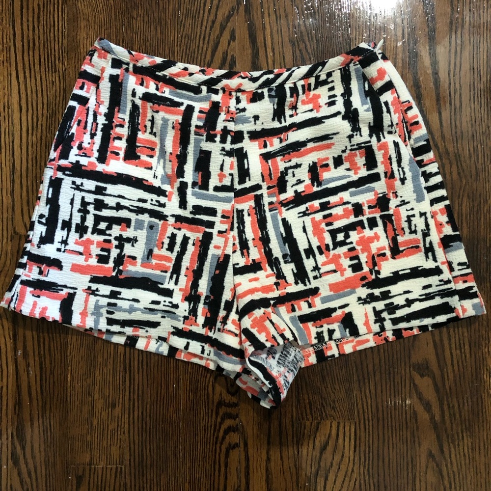 Aqua Abstract Patterned Shorts Size XS